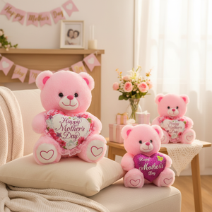 12" Mother's Day <b>Pink</b> <b>Bear</b> with Heart & Sound 24PCS/CS Holiday Supplies Model 376605 - Product Image 4