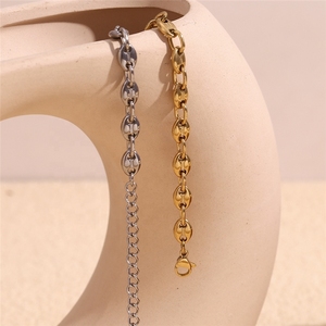 Chaîne <span class=keywords><strong>de</strong></span> <span class=keywords><strong>cheville</strong></span> en forme <span class=keywords><strong>de</strong></span> grains <span class=keywords><strong>de</strong></span> café plaquée or 14 carats pour femmes, bijoux en acier inoxydable imperméables - Product Image 4