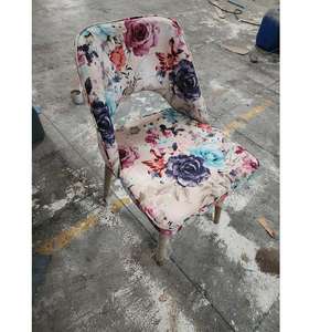 Chaise de salle à manger moderne à imprimé floral avec siège en velours, structure en fer durable, chaise rose pour l'ameublement de la maison - Product Image 3