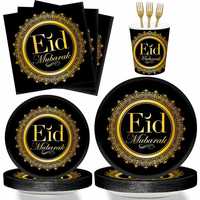 Eid Mubarak Dekorationen Assiettes Tasse Serviette Jetable Set de Vaisselle Eid Mubarak Set de Vaisselle
