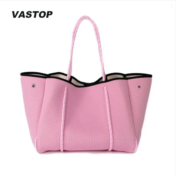 Large Tennis Tote Beach Weekend Bag Custom Product Diaper Shopping 2023 Perforated Neoprene Women Tote Bags with Zipper