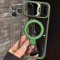 Coque magnétique transparente avec support pour iPhone 18 Pro Max et 17 Pro, protection d'objectif et béquille intégrée, MOQ 500.