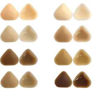 Vente en gros de ruban adhésif pour seins personnalisé ultra fin opaque sans couture réutilisable en silicone adhésif pour cache-tétons triangulaires