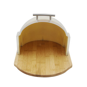 Boîte de rangement pour pain avec plateau en bambou, couvercle transparent à rabat pour conteneur alimentaire de boulangerie - Product Image 3