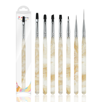 Nouveau design – Kit de pinceaux de peinture gel pour manucure, stylo de dessin, outil de design de salon, ensemble de 7 pinceaux à ongles avec manche en marbre acrylique
