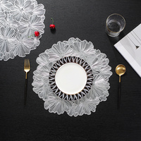 Tapis de salle à manger en forme de fleur ajourée, napperon de table rond en PVC avec isolation thermique