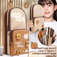 Trousse à crayons en tissu grande capacité, sac de papeterie élégant pour garçons et filles, sac à livres portable pour collégiens, style caviar