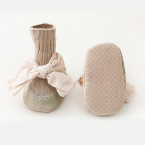 사랑스러운 미끄럼 방지 부드러운 아기 멋진 큰 Bowknot Mocassin 바닥 양말 신발 2022 - Product Image 3