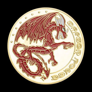 Moneda conmemorativa de recuerdo chapada en oro mágico coleccionable del <span class=keywords><strong>dragón</strong></span> <span class=keywords><strong>rojo</strong></span> promocional - Product Image 3