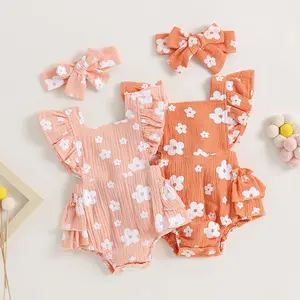 Kustom musim panas bunga Muslin 100% katun organik alami bayi baju anak-anak pakaian bayi