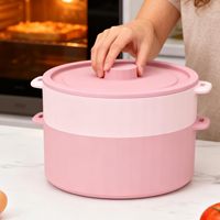 Cuiseur vapeur pour légumes à double couche pour micro-ondes avec poignée et couvercle, sans BPA, bol vapeur pour légumes de qualité alimentaire