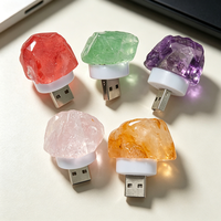 Lampe de chevet USB en cristal de pierre brute, mini lampe de table mignonne en forme de roche, Citrine, pour café, boutique et décoration intérieure
