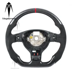 LED Racing Car Real Carbon Fiber Steering Wheel Fit For Volkswagen Polo MK5 Golf 6 Jetta MK6 R GTI Golf 5 Steering Wheel