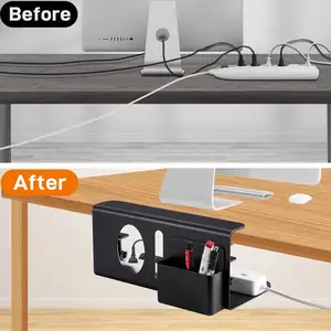 2024 Neues Produkt Stehender Schreibtisch-Kabelorganizer ohne Bohrer Kabel-Rennstrecke Untertisch-Kabelmanagement-Schale