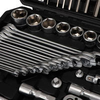 Ensemble d'outils multifonctionnels de 142 pièces avec clé à cliquet, pour l'automobile et la maison, en acier au chrome-vanadium, avec coffret en plastique, garantie OEM de 3 ans
