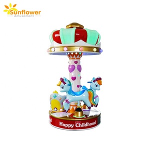Mini 3D cưỡi ngựa Carousel 220V kim loại & sợi thủy tinh Kiddie vui vẻ đi vòng 1 năm bảo hành máy trò chơi - Product Image 1