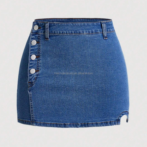 Minifalda Vaquera Personalizada para <span class=keywords><strong>Mujer</strong></span>, con Botones Laterales y Cintura Alta - Product Image 5