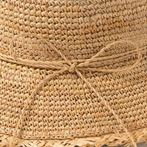 New Summer Fisherman Hat Crochet Raffia Grass Small Rough Straw Beach Hat with Bow <b>String</b> - Product Image 6