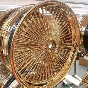 Jantes à rayons décalés 20 22 24 pouces 20x8 22x8 24x10 72 100 150 204 rayons, croisement standard droit, <span class=keywords><strong>roue</strong></span> à rayons dorée - Product Image 1