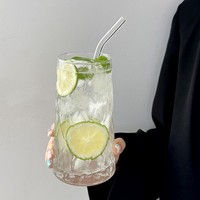 Verre à café glacé Americano sans pied et sans couvercle, soufflé à la main, style influenceur, moderne et minimaliste, pour thé aux fruits, verre créatif pour boissons