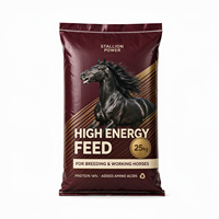 Sac à alimentation pour chevaux en PP tissé sur mesure avec poignée à patch pour la vente au détail
