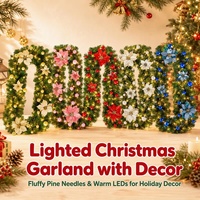 Guirlande LED de Noël verte de 2,7 m en PVC, bannière et couronne décoratives pour la décoration de la maison en période des fêtes