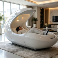Fauteuil de relaxation moderne avec lumière LED, chaise longue inclinable de luxe en fibre de verre en forme d'œuf pour le bureau et la maison