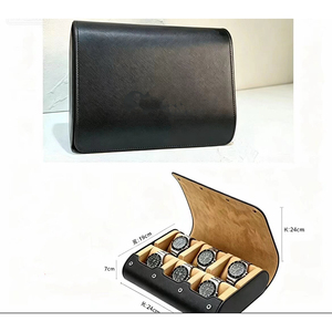 Green PU Leather Watch <b>Roll</b> Case 8 Slot Travel Watch Organizer Display <b>Box</b> Portable Storage Case - Product Image 2