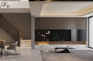 יחידת טלוויזיה קיר מודרנית מפוארת בהתאמה אישית עם קמין חשמלי מעץ, ארון טלוויזיה תלוי לקיר לאחסון בסלון דירה - Product Image 4