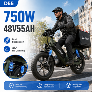 Bicicleta Eléctrica de Reparto D55, 750W, 48V55Ah, Neumático Grueso de 20'', E-MTB, 240km de Autonomía, OEM, Suspensión Completa, Bicicleta de Carga B2B - Product Image 1