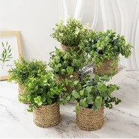 Hotselling grensoverschrijdende nieuwe groene kunstplanten, gesimuleerde gepotte eucalyptus & rozemarijn bloemen in cilindrische pulp potten