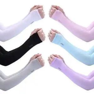 Manchons de protection solaire anti-UV en soie glacée pour hommes et femmes, avec ouverture pour le pouce, pour le cyclisme et le sport. Z0857 - Product Image 1