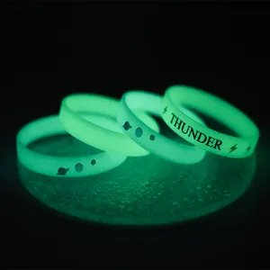 Personalized Custom Waterproof Printing Logo Silicone Luminous Wristband Promotional Glow In Dark Rubber Bracelets For Sports