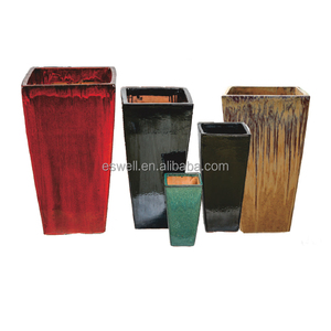 Pots de plantes en céramique vernissée, pots à <span class=keywords><strong>fleurs</strong></span> cylindriques, pots de couleur personnalisable pour balcon ou cour - Product Image 3