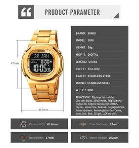 Relojes de oración Skmei 2036 Azan Qibla con brújula de dirección, reloj inteligente islámico de acero inoxidable para hombre - Product Image 6