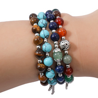 ODM & OEM Personnaliser 8 mm Turquoise Perles Une Décennie Catholique Poche Chapelet Bracelet avec St. Benoît et Croix