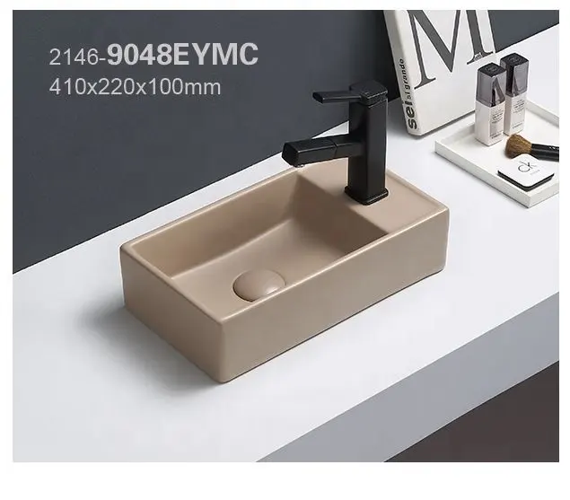 Pate 9048eymc căn hộ nhỏ phòng tắm treo tường sứ rửa tay lưu vực phòng tắm mờ Cappuccino treo tường bồn rửa nhỏ
