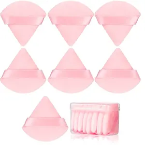 Label pribadi 7 buah kecantikan lembut besar berkelompok kosmetik Puff Set longgar pengaturan segitiga beludru bubuk Puff
