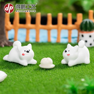 Figurines en résine de chien blanc mignon, mini décorations animales, ornement de bureau à domicile - Product Image 2