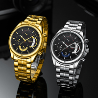 Montre-bracelet pour homme NIBOSI 2522, nouvelle montre sport décontractée chronographe avec bracelet en acier inoxydable, grand cadran, aiguilles lumineuses, mouvement à quartz