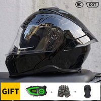 Casque de moto rabattable de haute qualité avec Bluetooth, pack cadeau, double visière, certifié DOT, doublure en coton, casques de motocross