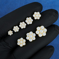 Boucles d'oreilles clous fleur en argent sterling 925 et moissanite pour femme, couleur D VVS1, taille ronde, serties de pierres, motif floral, plusieurs tailles, bijoux