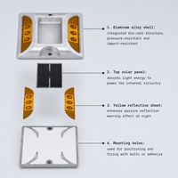 Borne de signalisation routière solaire étanche IP68 en silicium monocristallin avec LED et résistance à la compression 16T