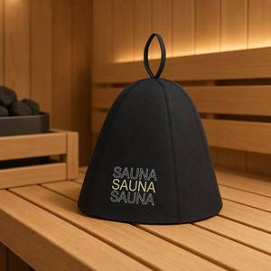 Cappello da Sauna Kiuas Scene Nero in Feltro Riciclato Ecologico, Personalizzabile con Logo, Vendita all'Ingrosso Diretta dalla Fabbrica, per Bagno Turco e Spa - Product Image 1