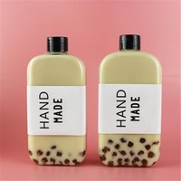 Bouteilles Machi Machi en plastique PET plates et carrées pour thé au lait Boba, café glacé, boissons froides – 500ml, 400ml, 350ml, 300ml, 250ml
