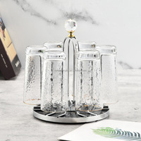 Présentoir rotatif multifonctionnel pour tasses, support de comptoir pour verres avec décor en forme de feuille