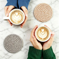 Ensemble de 8 sous-verres avec support, en coton tissé, 8 couleurs, absorbants, minimalistes, faits à la main, protection de table, maison, cuisine