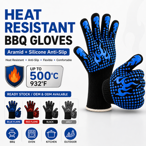 Gants de barbecue résistants à la chaleur en gros, gants de cuisson antidérapants en silicone pour four et cuisson - Product Image 2