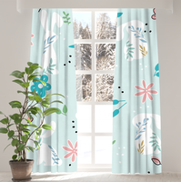 Rideau d'impression de fleurs et de feuilles de lapin blanc rideau occultant en polyester 100% pour chambre d'enfant
