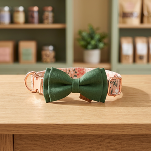 Modern Luxury Elegant Pink Candy <b>Dog</b> Collar Removable Bow Tie Personalized Floral Pattern Soft Breathable Adjustable <b>Lights</b> - Product Image 3